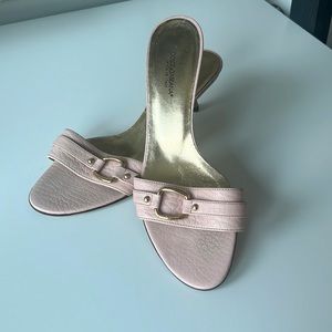 Dolce & Gabbana Leather Slides Pink Kitten Heel Blush